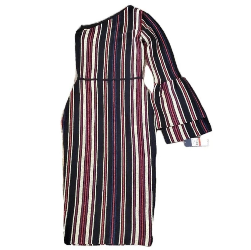 NWT Rachel Rachel Roy One Shoulder Metallic Stripe Tenley Dress Size 22W